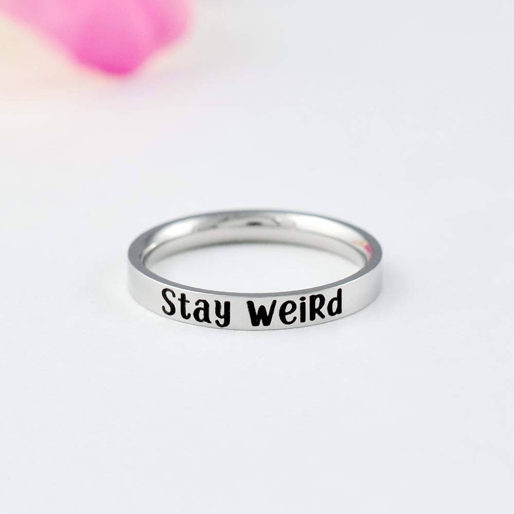 Amazon.com: Stay Weird - Stainless Steel Stacking Ring